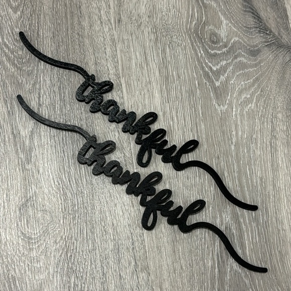 Grateful Thankful Gather Blessed Black Wood Cut Out Table Decor Script Writing - Picture 10 of 16